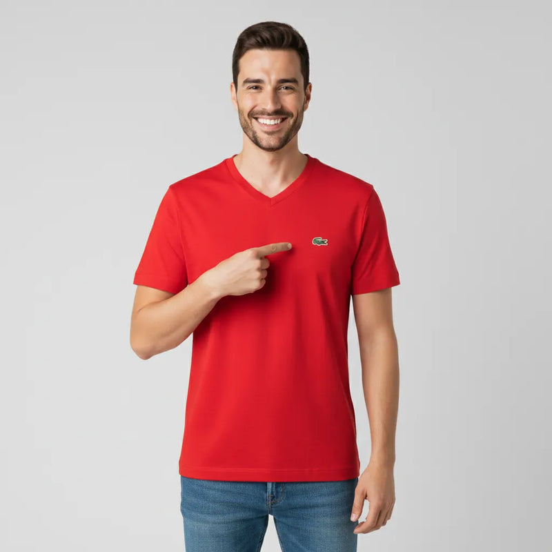 Pack x5 Remeras Cuello en V Lacoste Hombre Algodón Premium™